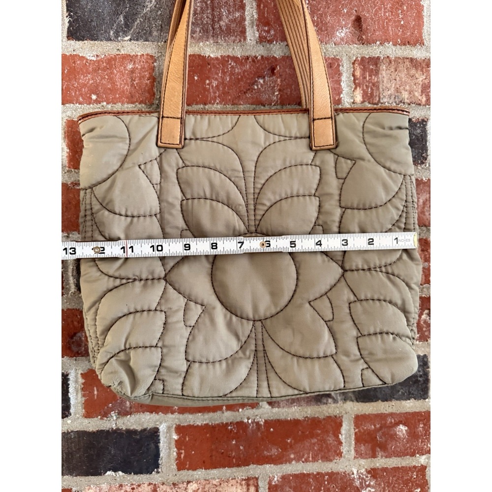 Vintage Fossil Key Per Gray Brown Quilted Tote Bag Shoulder Purse - Picture 6 of 13